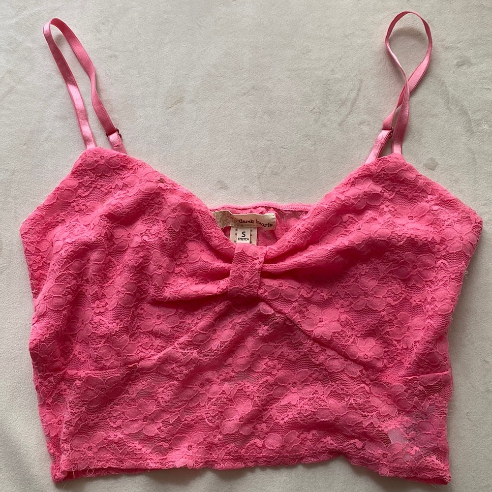 Pink Lace Tank Top Crop Top